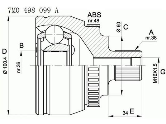 7M0498099A Şanzıman Parçaları C.V Ortak